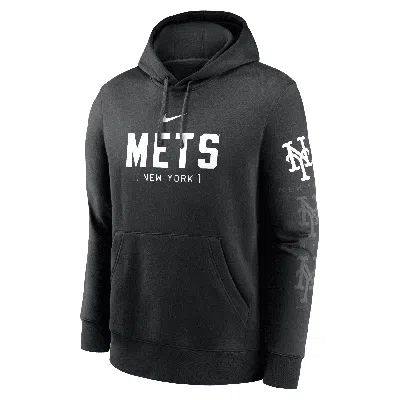 Nike Men's Black New York Mets Fashion Club Pullover Hoodie In Black
