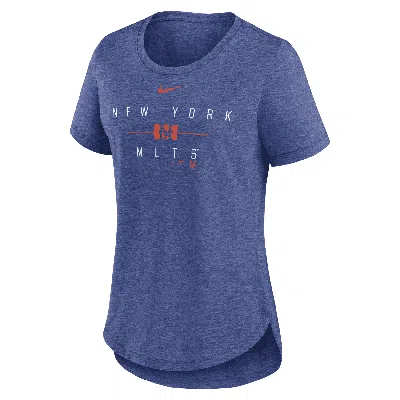 Nike New York Mets Knockout Team Stack  Women's Mlb T-shirt In Blue