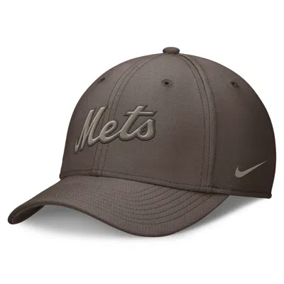 Nike Men's Brown New York Mets Statement Ironstone Performance Swooshflex Hat