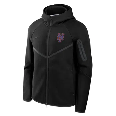 Nike New York Mets Tech Fleece Windrunner  Men's Mlb Full-zip Hooded Jacket In Black