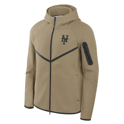 Nike New York Mets Tech Fleece Windrunner  Men's Mlb Full-zip Hooded Jacket In Brown