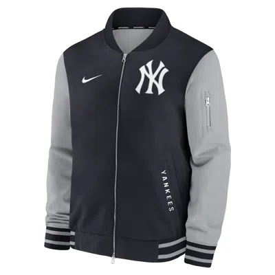 Nike New York Yankees Authentic Collection Dugout  Men's Mlb Full-zip Bomber Jacket In Black