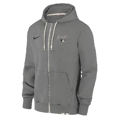 Nike New York Yankees Authentic Collection Travel  Men's Dri-fit Mlb Full-zip Hoodie In Grey