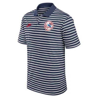 Nike New York Yankees Cooperstown Striped Victory  Men's Dri-fit Mlb Polo In Blue