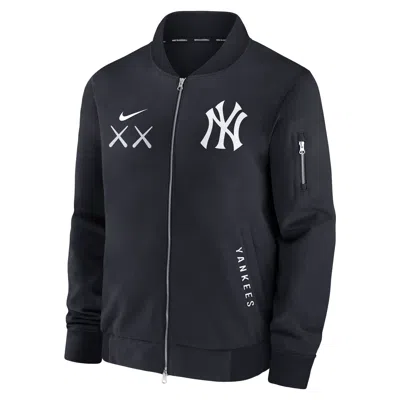 Nike New York Yankees Dugout  Men's X Kaws Mlb Full-zip Bomber Jacket In Blue