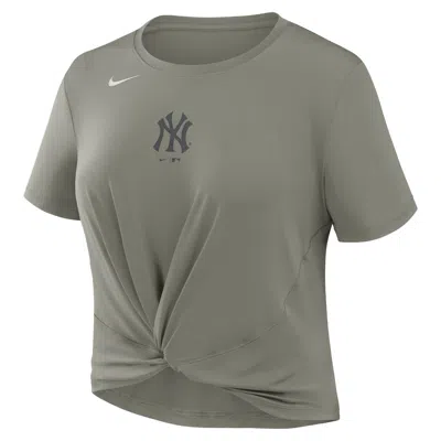 Nike New York Yankees One Twist  Women's Dri-fit Mlb T-shirt In Gray