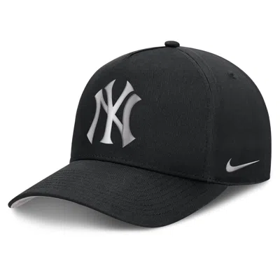 Nike New York Yankees Rise  Men's Dri-fit Mlb A-frame Trucker Adjustable Hat In Black