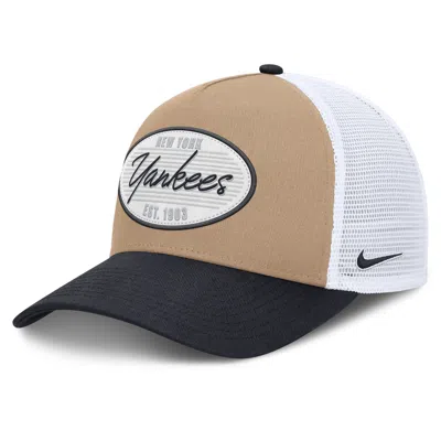 Nike New York Yankees Rise  Men's Mlb A-frame Trucker Adjustable Hat In Brown