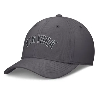 Nike New York Yankees Swoosh  Men's Dri-fit Mlb Hat In Grey