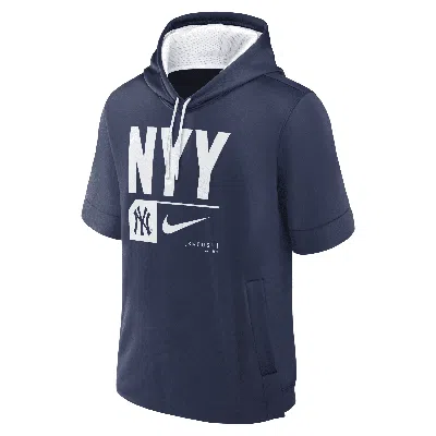 Nike New York Yankees Tri Code Lockup  Men's Mlb Short-sleeve Pullover Hoodie In Blue