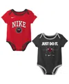 Nike Newborn 2-pack Red/blackâ Chicago Bulls Just Do It Bodysuit Set In Red