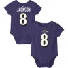 Nike Infant  Lamar Jackson Purple Baltimore Ravens  Player Name & Number Bodysuit In Blue