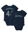 Nike Newborn Baby Boys And Girls Julio Rodriguez Navy Seattle Mariners Fuse Name Number Bodysuit In Navy