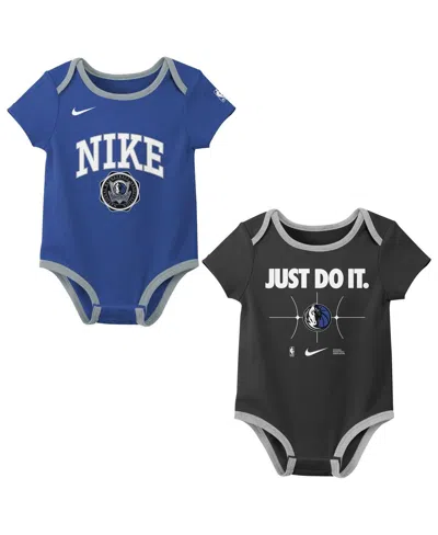 Nike Kids' Newbornâ 2-pack Blue/blackâ Dallas Mavericks Just Do It Bodysuit Set