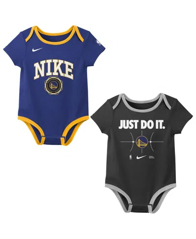 Nike Babies' Newbornâ 2-pack Royal/blackâ Golden State Warriors Just Do It Bodysuit Set
