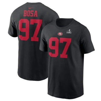 Nike Nick Bosa Black San Francisco 49ers Super Bowl Lviii Patch Player Name & Number T-shirt