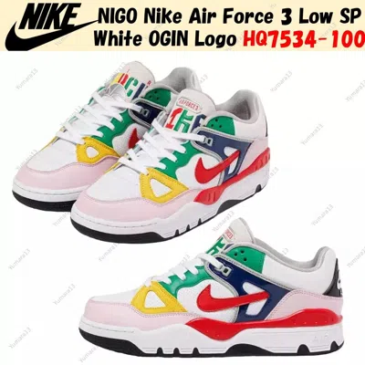 Pre-owned Nike Nigo  Air Force 3 Low Sp White Ogin Logo Hq7534-100 Us Men's Size