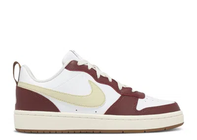 Nike Court Borough Low 2 Gs 'white Light Khaki Sail' In Burgundy