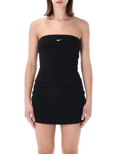 Nike Fitted Bandeau Top With Logo In Black