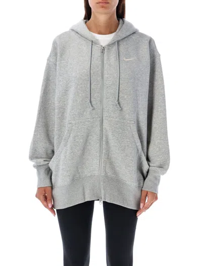 Nike Oversized Zipped Hoodie In Gray