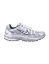 Nike P-6000 Leather And Mesh Sneakers In Silver