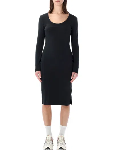 Nike Ribbed Fitted Midi Dress In Black