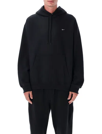 Nike Solo Swoosh Logo-embroidered Cotton-blend Jersey Hoodie In Black