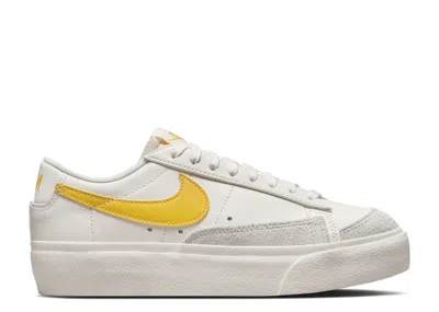 Nike Wmns Blazer Low Platform 'sail Vivid Sulfur' In White