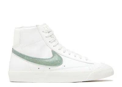 Nike Wmns Blazer Mid '77 Essential 'glitter Swoosh - Dusty Sage' In White