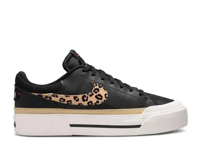 Nike Wmns Court Legacy Lift 'leopard Print Swoosh' In Black