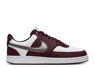 Nike Wmns Court Vision Low  'white/burgundy Crush/metallic Pewter' In Red