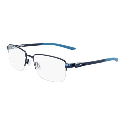 Nike 8141 Rectangle Semi-rim Metal Eyeglasses In Multi