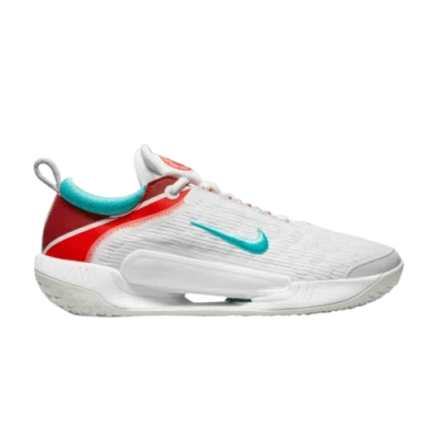 Pre-owned Nike Court Zoom Nxt 'white Habanero Red Washed Teal' Dh0219-136 In White/light Silver/habanero Red/washed Teal