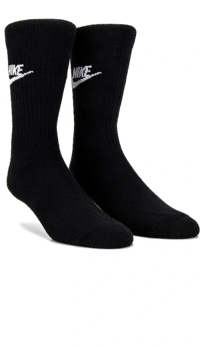 Nike Nk 3 Pack Nsw Everyday Essential Crew Socks In Black