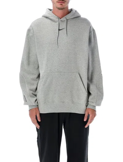 Nike Nocta Hooded Sweatshirt With Reflective Trim And Silicone Swoosh Logo In Gray