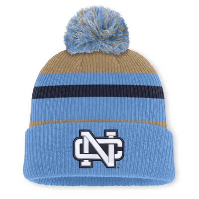 Nike North Carolina Legacy Striped  Unisex College Cuffed Pom Beanie In Brown