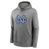 Nike North Carolina Tar Heels Legacy Club Primary Logo  Men's College Pullover Hoodie In Grey