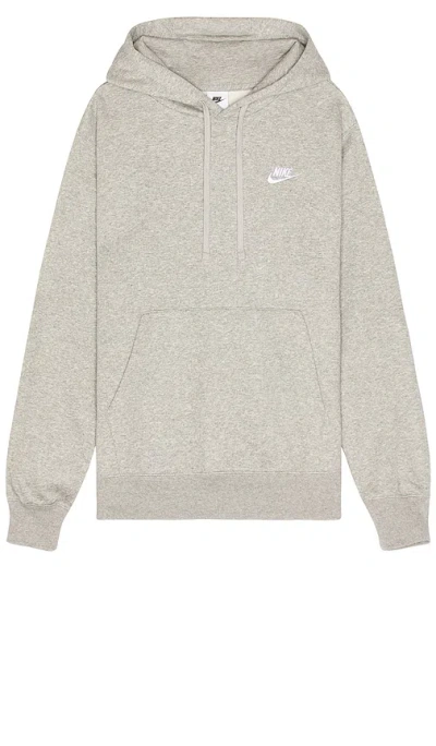 Nike Nsw Club Hoodie In Grey Heather  Matte Silver  & White