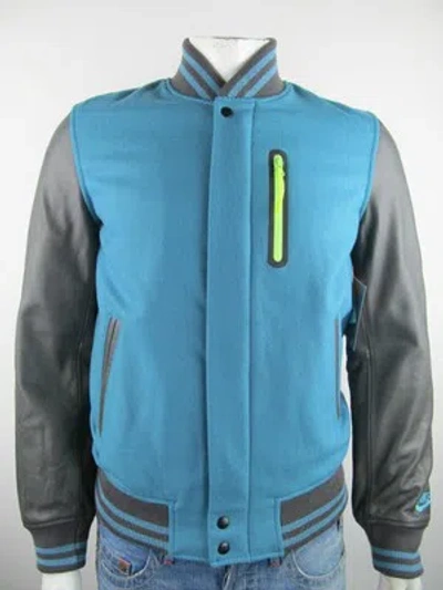 Pre-owned Nike Nsw Destroyer Teal Black Varsity Jacket Wool Leather 545942 326 M In Multicolored
