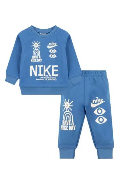 Nike Babies'  Nsw Hbr Statement Sweatshirt & Joggers Set In Blue