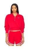 Nike Nsw Phoenix 1/2 Zip Cropped Sweatshirt In University Red & Sail