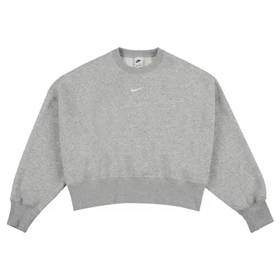 Pre-owned Nike Nsw Phoenix Fleece Oversized Crew-neck Sweatshirt 'pure Platinum/heather/sail' | Grey | Women's In Gray