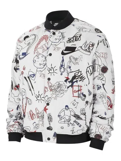 Nike Nsw Printed Bomber Jacket In White