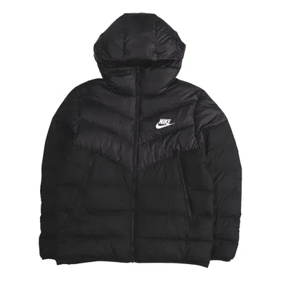 Nike Nsw Windrunner Down Fill Stay Warm Solid Color Hooded Down Jacket Black In Blue