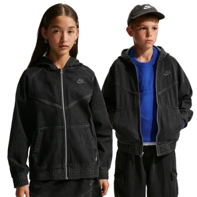 Nike Kids' Nsw Wr Denim Full Zip Jacket In Black/anthracite