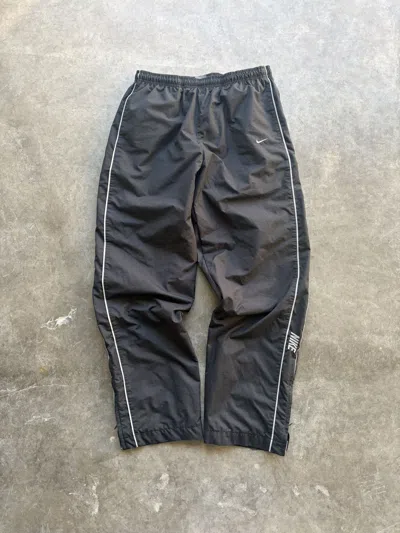 Pre-owned Nike Nylon Baggy Drill Black Stripe Track Pants Vintage 1990