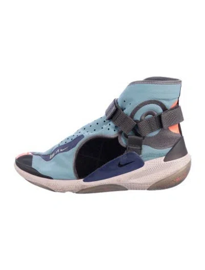 Pre-owned Nike Nylon Graphic Print Athletic Sneakers In Blue