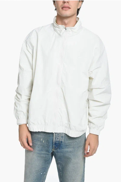 Nike Nylon Windbreaker Jacket With Zip Closure In White