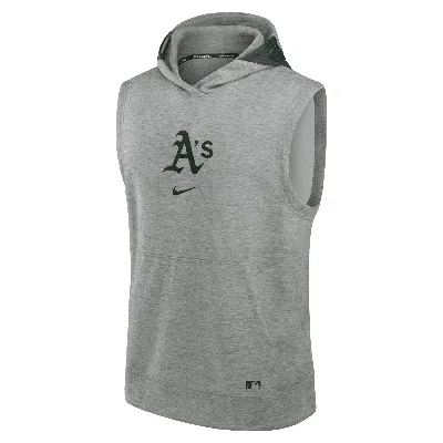 Nike Oakland Athletics Authentic Collection Early Work Menâs  Men's Dri-fit Mlb Sleeveless Pullover Hoo In Gray