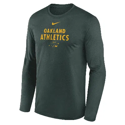 Nike Oakland Athletics Authentic Collection Practice  Men's Dri-fit Mlb Long-sleeve T-shirt In Green